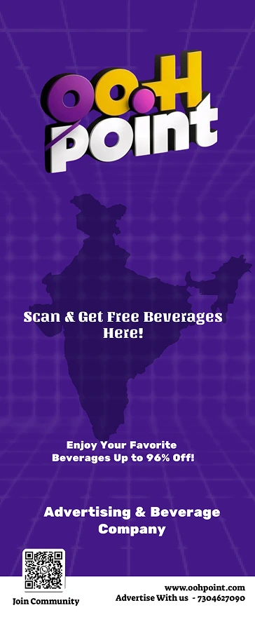 OOHPOINT roll-up standee, scan and get free beverages